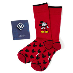 Mickey Pie-Eyed Red Sock and Mickey Blue Lapel Pin Gift Set