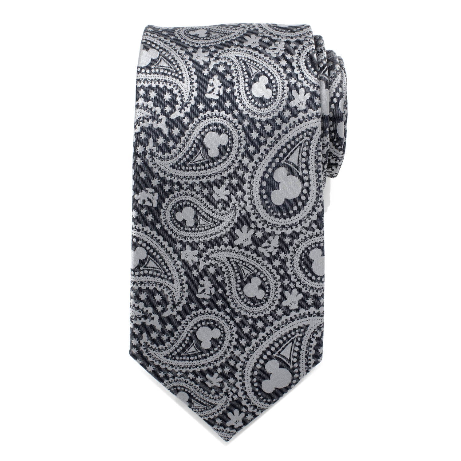  Cufflinks Mickey Mouse Gray Paisley Mens Tie - Default Title - Bonton