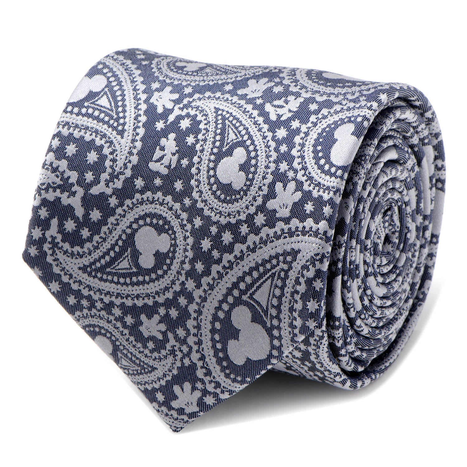  Cufflinks Mickey Mouse Gray Paisley Mens Tie - Default Title - Bonton