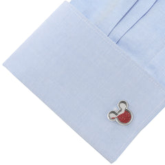 Mickey Mouse Silhouette Red Caviar Bead Cufflinks