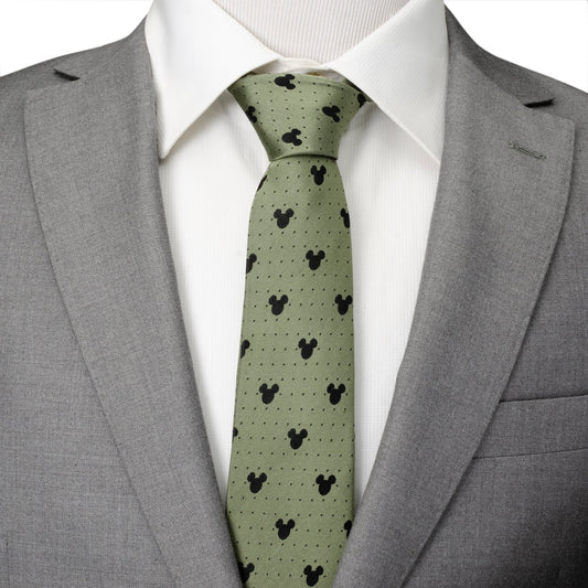 Mickey Silhouette Dot Green Men's Tie