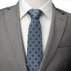 Mickey Silhouette Blue Herringbone Men's Tie