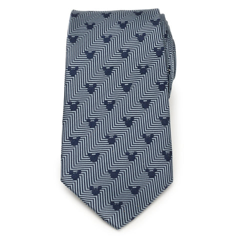Mickey Silhouette Blue Herringbone Men's Tie