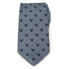 Mickey Silhouette Blue Herringbone Men's Tie