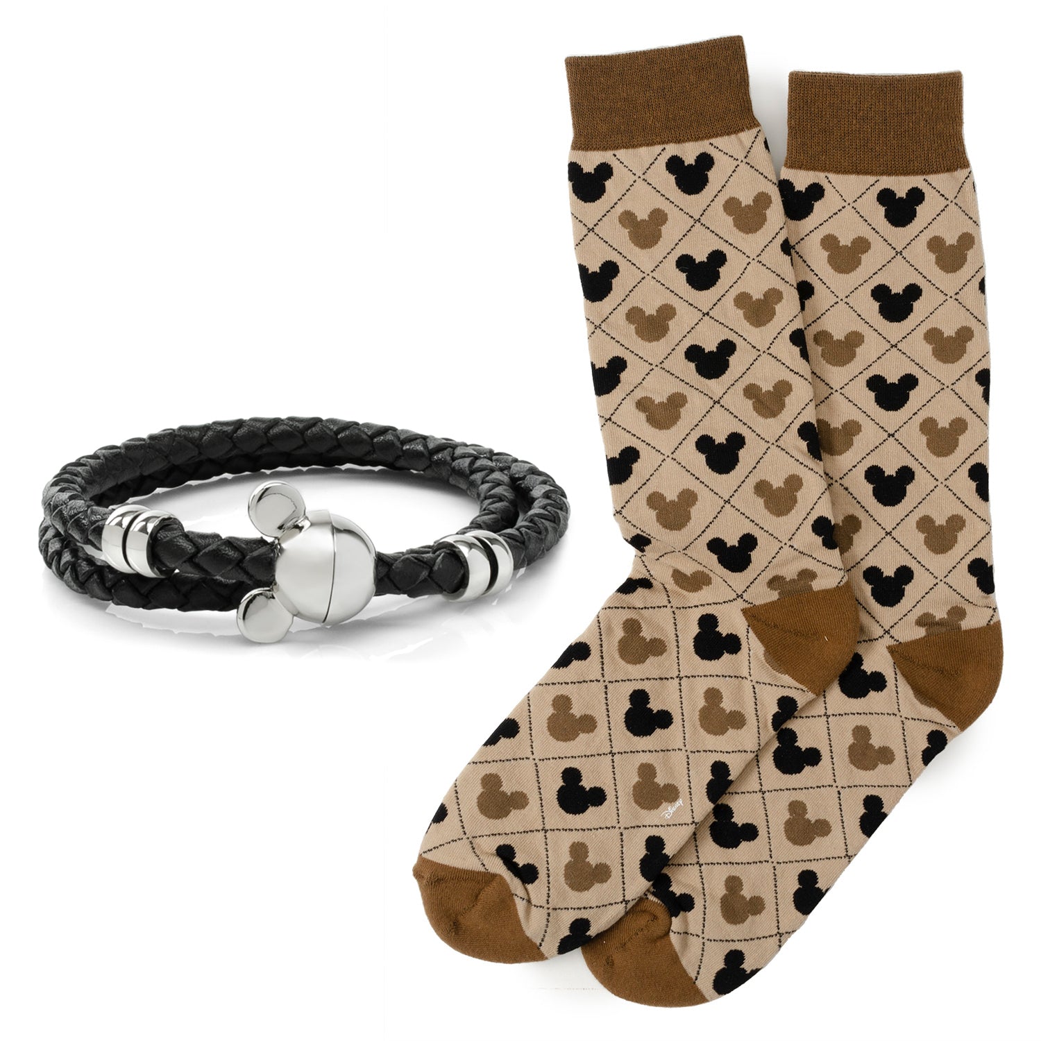  Cufflinks Mickey Silhouette Sock and Bracelet Gift Set - Default Title - Bonton