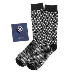 Mickey Silhouette Chevron Sock and Mickey Blue Lapel Pin Gift Set