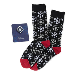 Mickey Snow Black Sock and Mickey Blue Lapel Pin Gift Set