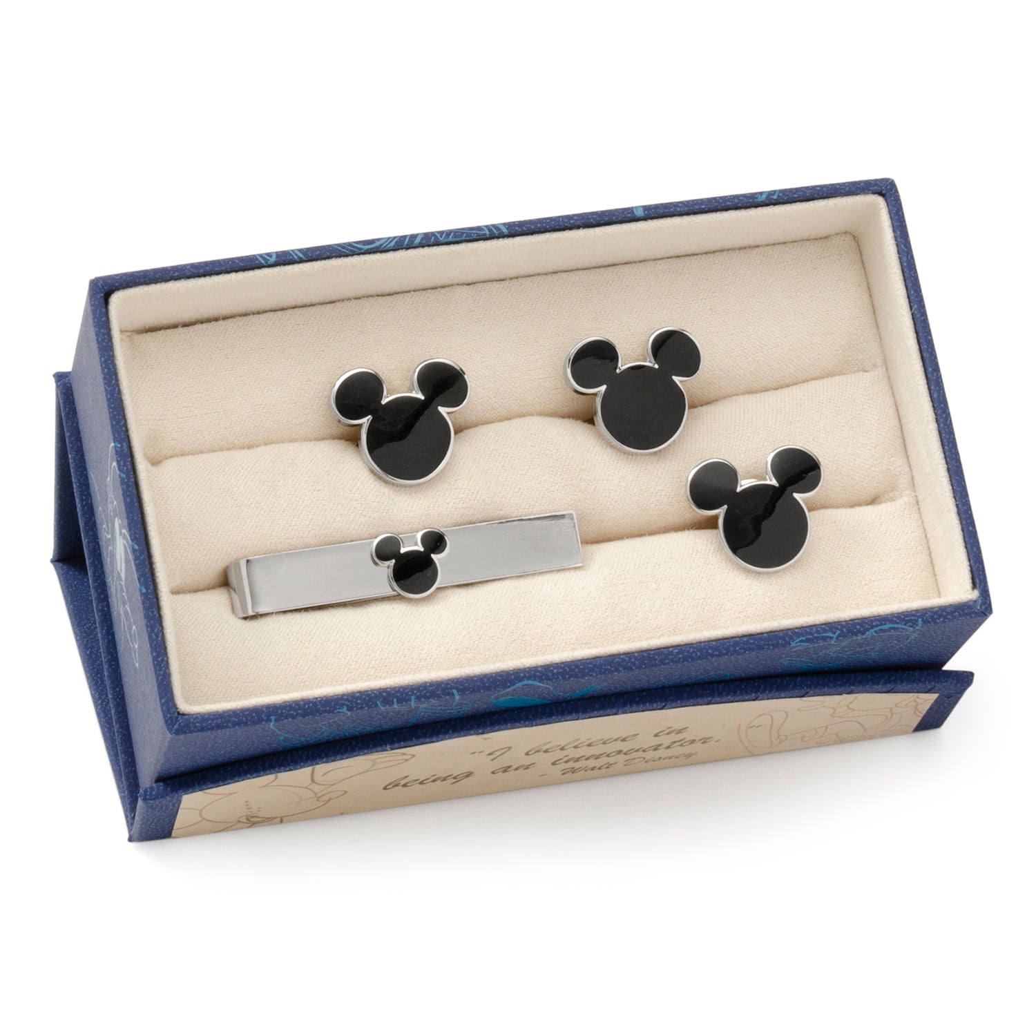  Cufflinks Mickey Mouse Silhouette 3 Piece Gift Set - Default Title - Bonton