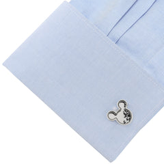 Mickey Silhouette Floating B/W Crystal Stainless Steel Cufflinks