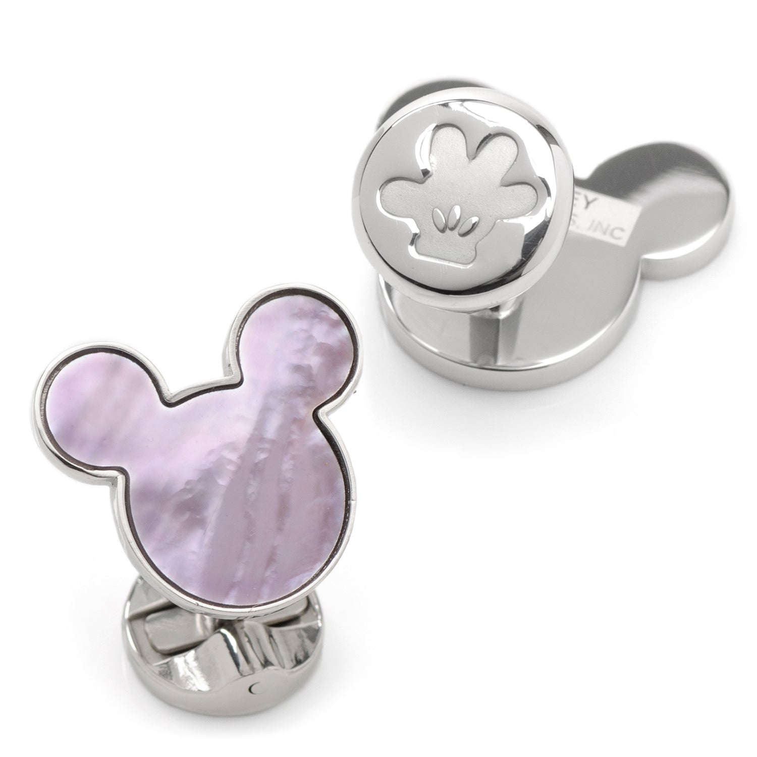  Cufflinks Mickey Silhouette Lavender Mother of Pearl Sterling Silver Cufflinks - Default Title - Bonton