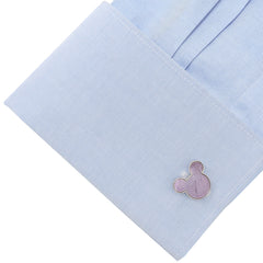 Mickey Silhouette Lavender Mother of Pearl Sterling Silver Cufflinks