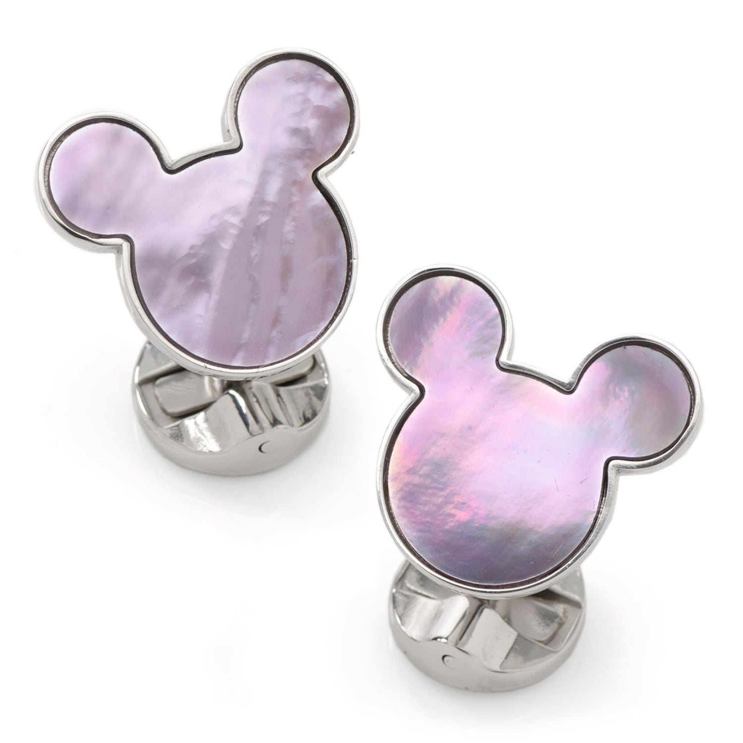  Cufflinks Mickey Silhouette Lavender Mother of Pearl Sterling Silver Cufflinks - Default Title - Bonton