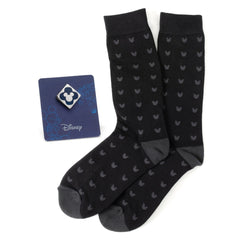 Mickey Silhouette Motif Black Sock and Mickey Blue Lapel Pin Gift Set