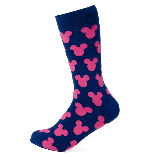 Mickey Silhouette Pink Sock and Mickey Blue Lapel Pin Gift Set