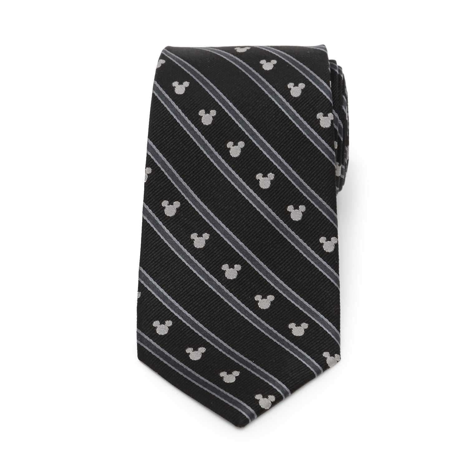  Cufflinks Mickey Mouse Stripe Black Men's Tie - Default Title - Bonton