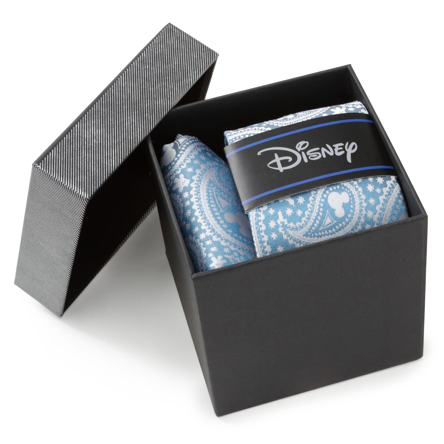  Cufflinks Mickey Mouse Teal Paisley Necktie and Pocket Square Gift Set - Default Title - Bonton