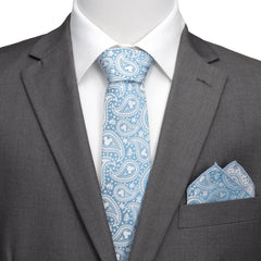 Mickey Mouse Teal Paisley Necktie and Pocket Square Gift Set