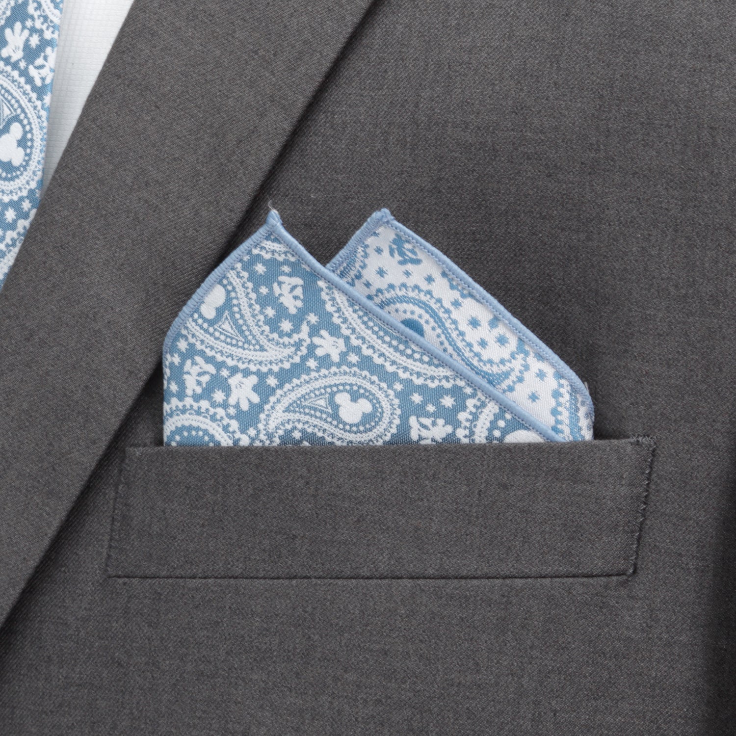  Cufflinks Mickey Mouse Teal Paisley Necktie and Pocket Square Gift Set - Default Title - Bonton