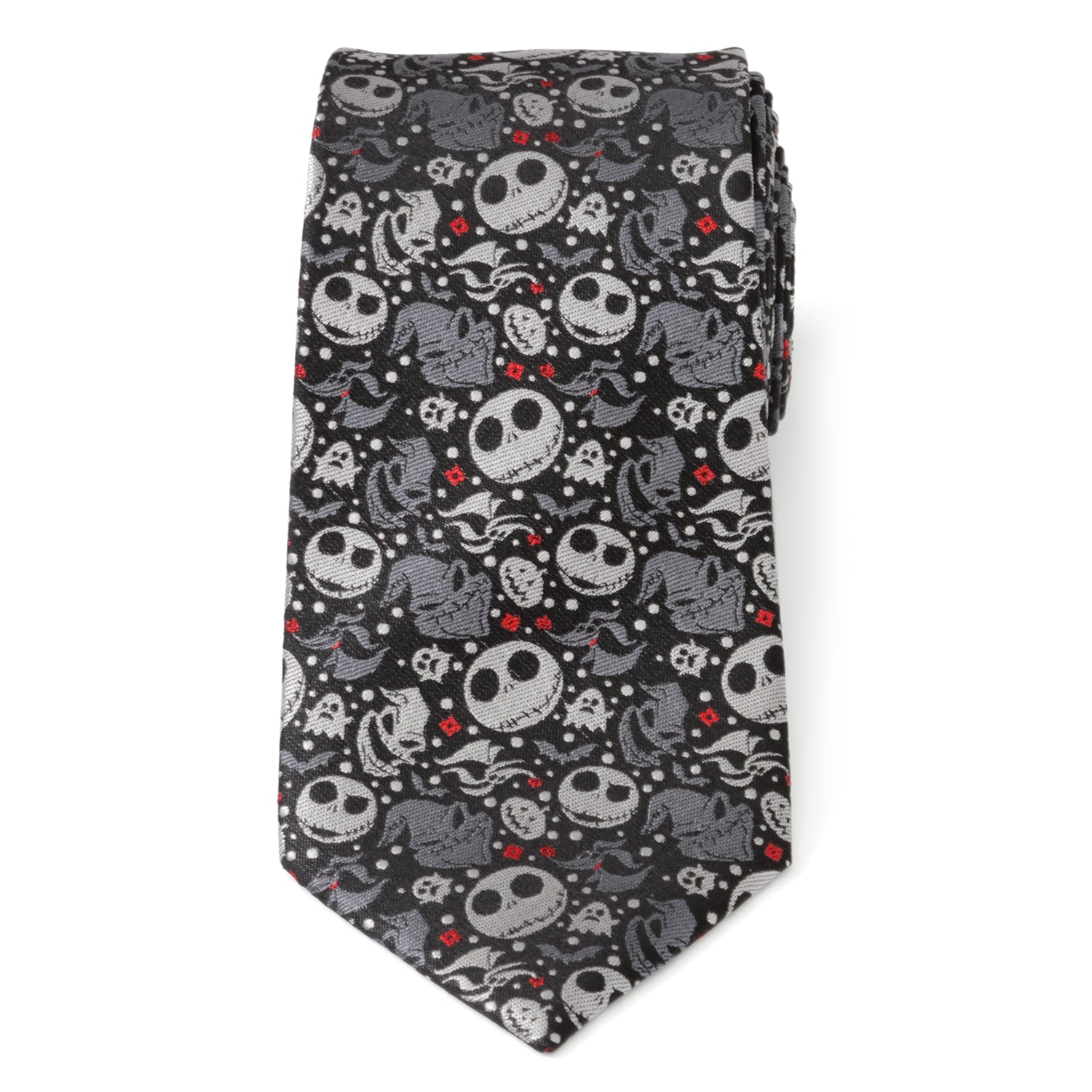  Cufflinks Nightmare Before Christmas Black Gray Pattern Men's Tie - Default Title - Bonton