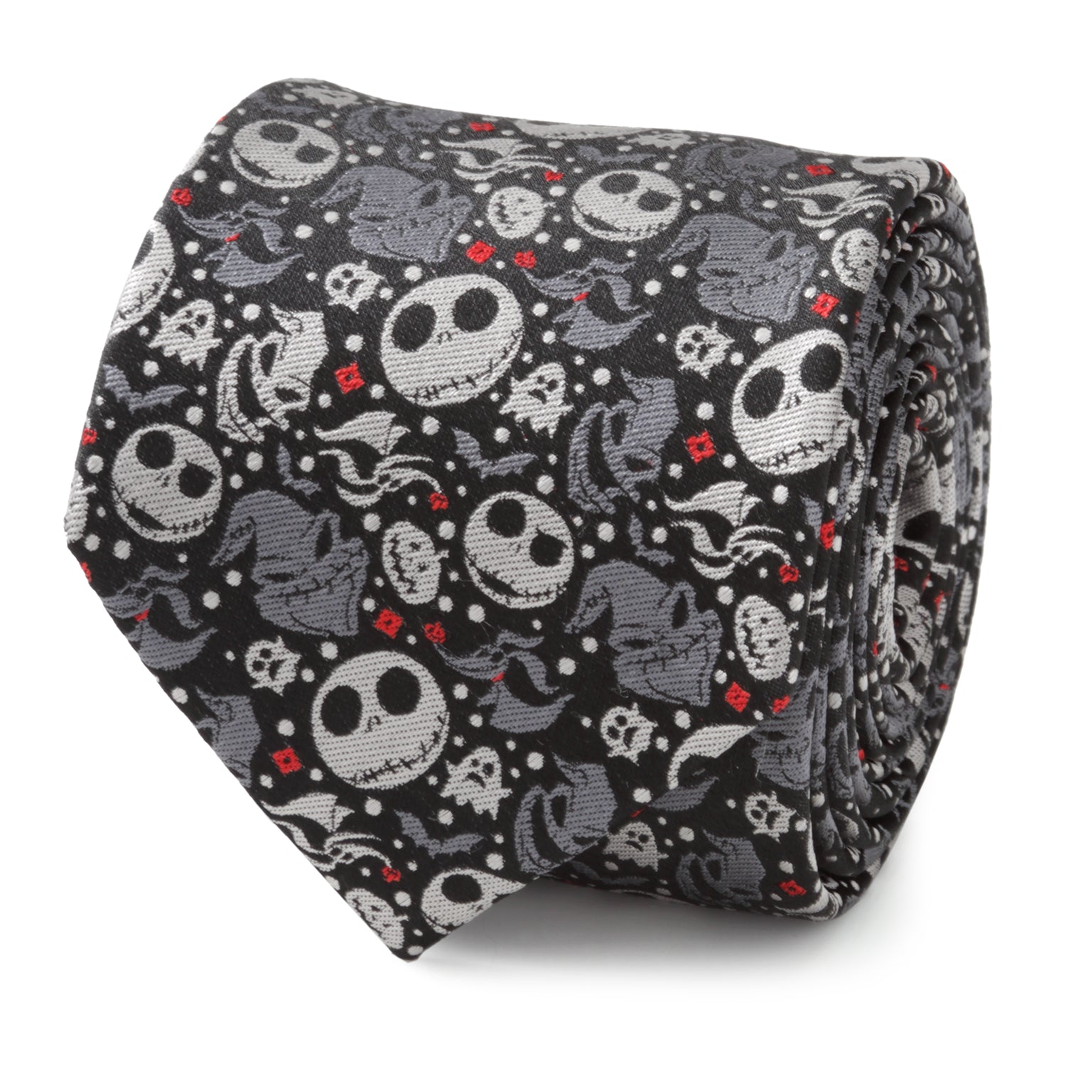  Cufflinks Nightmare Before Christmas Black Gray Pattern Men's Tie - Default Title - Bonton