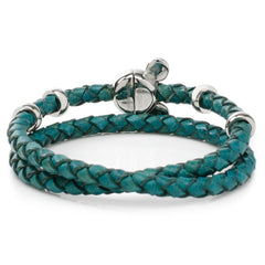 Mickey Silhouette Teal Double Wrapped Leather Bracelet