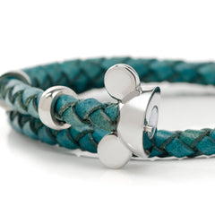 Mickey Silhouette Teal Double Wrapped Leather Bracelet