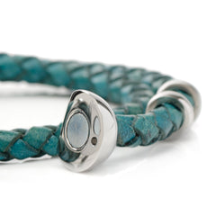 Mickey Silhouette Teal Double Wrapped Leather Bracelet