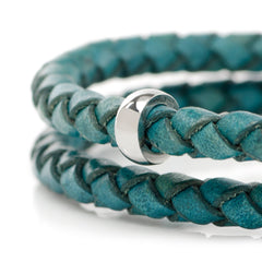 Mickey Silhouette Teal Double Wrapped Leather Bracelet