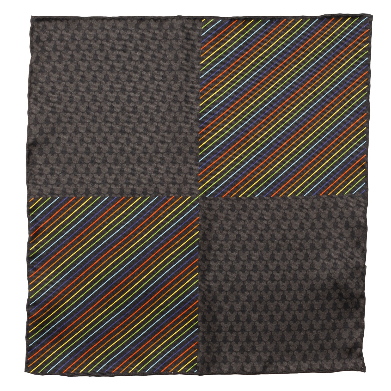  Cufflinks Mickey Silhouette Rainbow Pocket Square - Default Title - Bonton