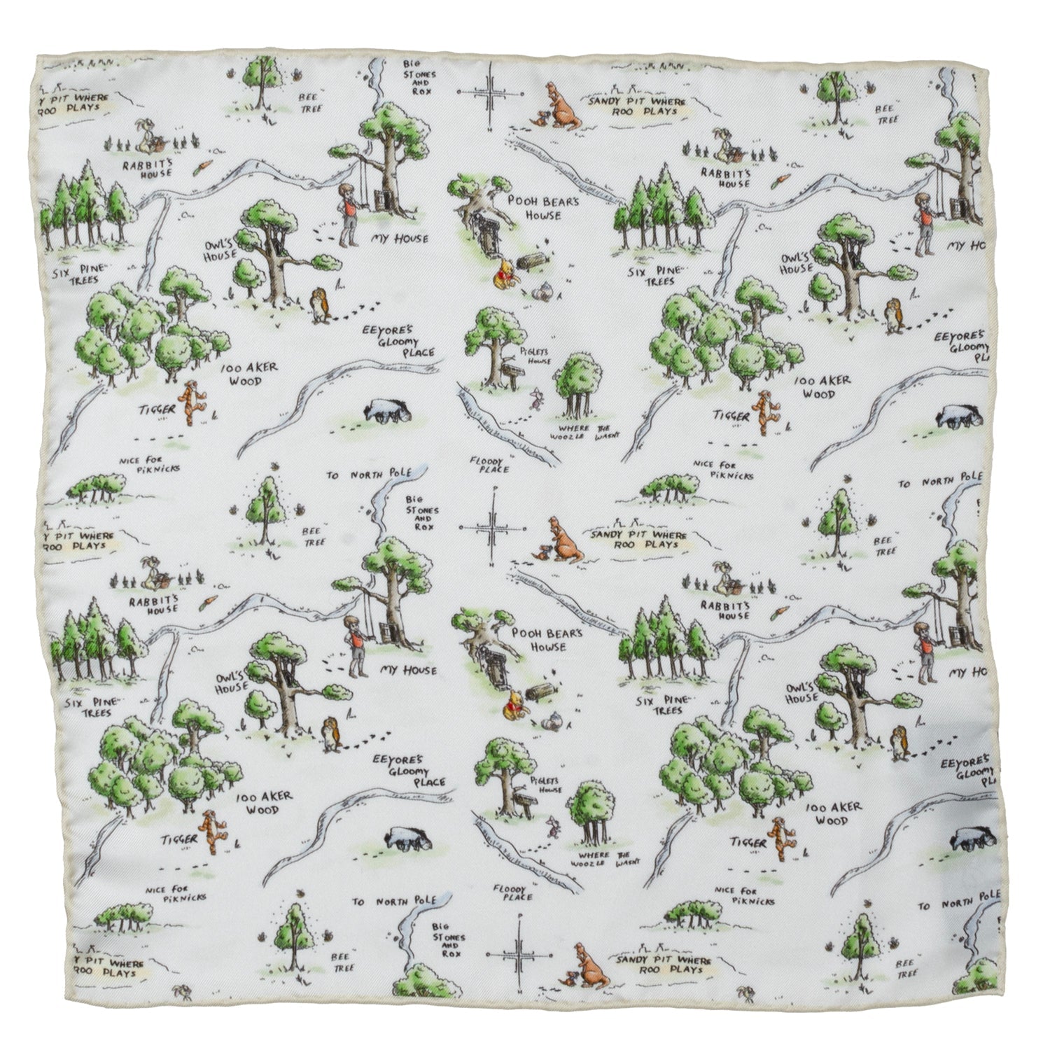  Cufflinks Winnie the Pooh Map Pocket Square - Default Title - Bonton