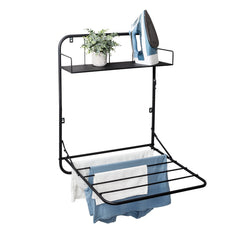 Collapsible Wall-Mounted Clothes Drying Rack with 2 Shelves