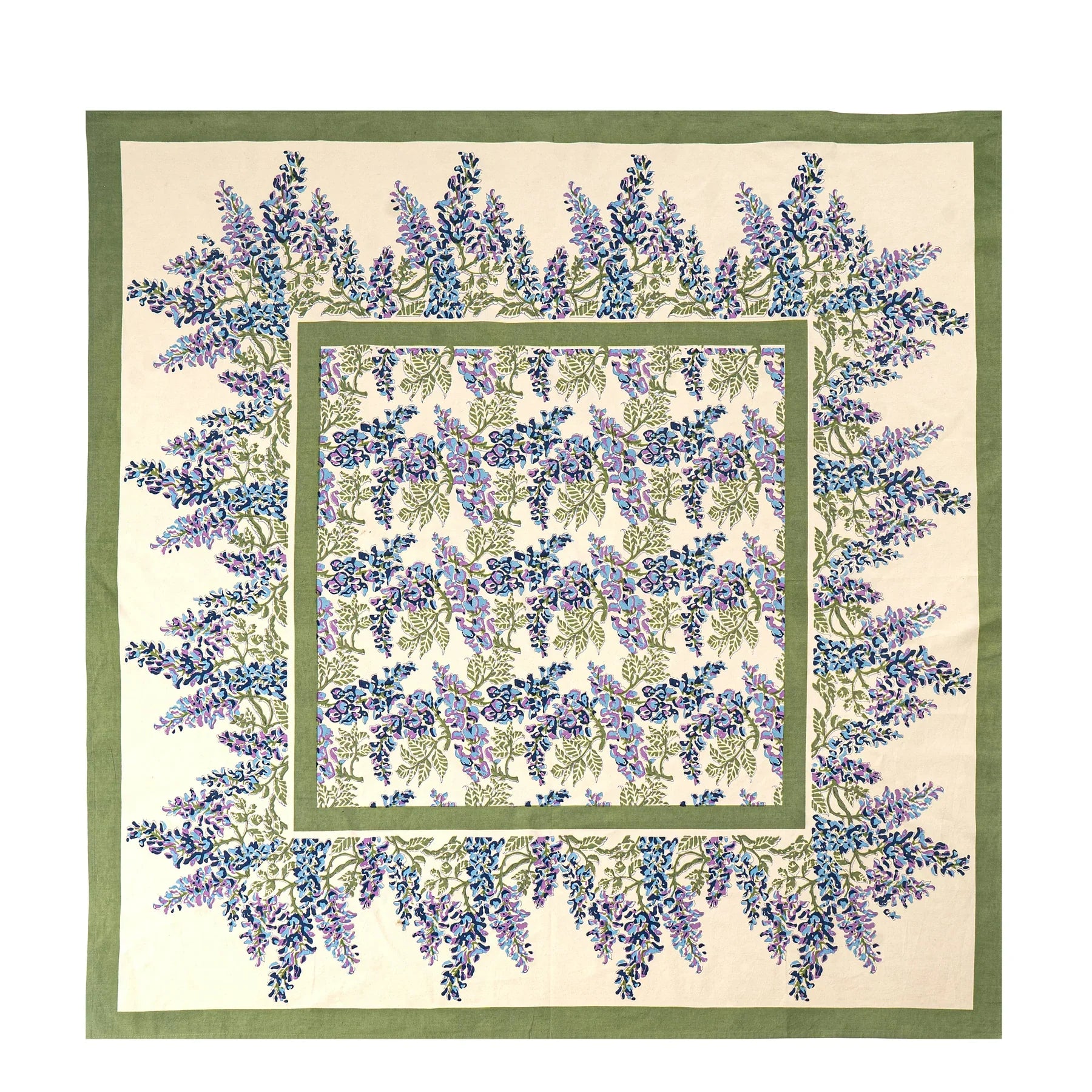  Couleur Nature Wisteria Green/Blue Tablecloth - Green/Blue - Bonton