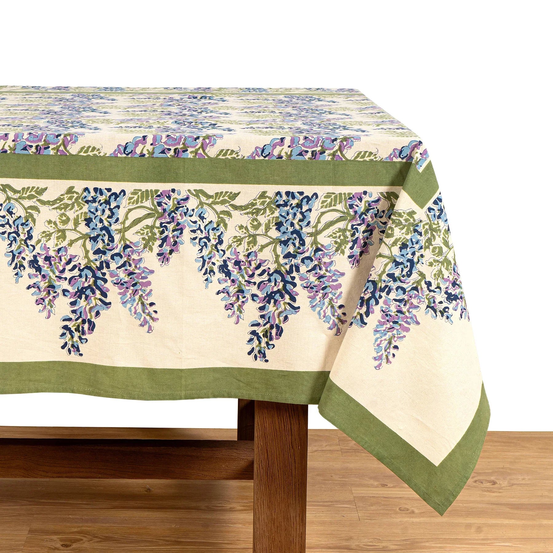  Couleur Nature Wisteria Green/Blue Tablecloth - Green/Blue - Bonton