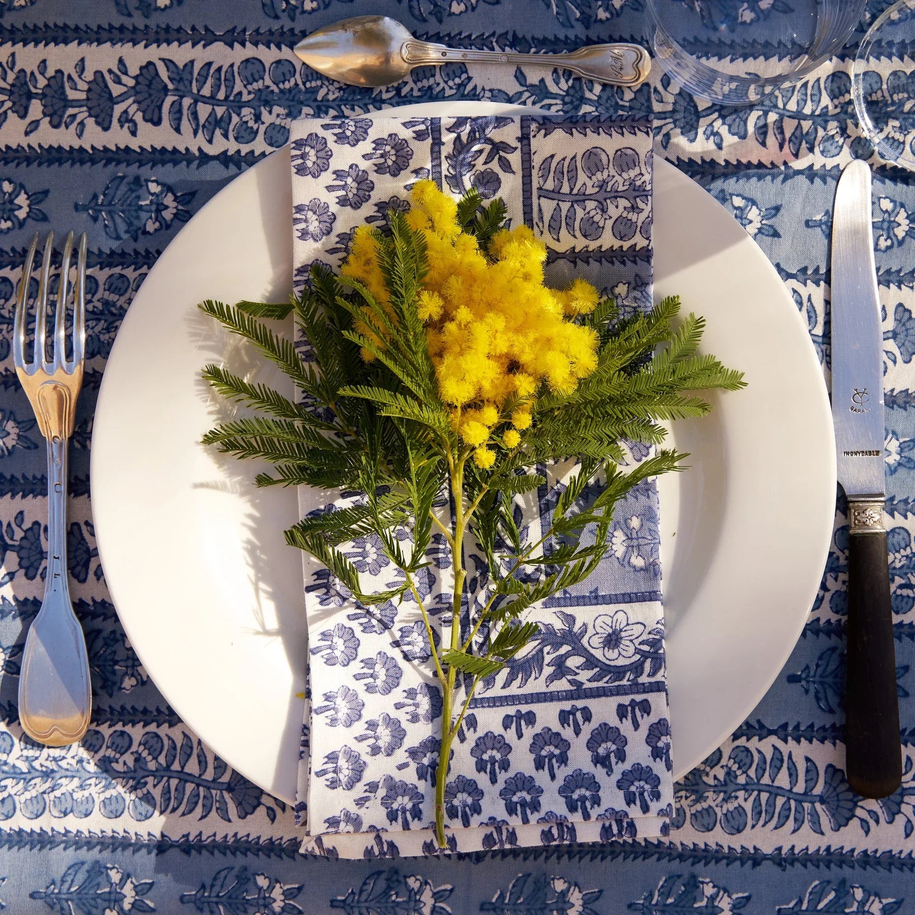  Couleur Nature Provence Avignon Blue/Marine Tablecloth - Blue/Marine - Bonton