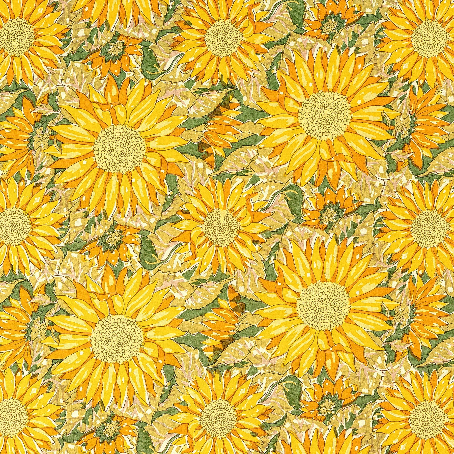  Couleur Nature Sunflower Yellow/Green Tablecloth - Yellow/Green - Bonton