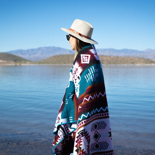 Andean Alpaca Wool Blanket - Turquoise by Alpaca Threadz