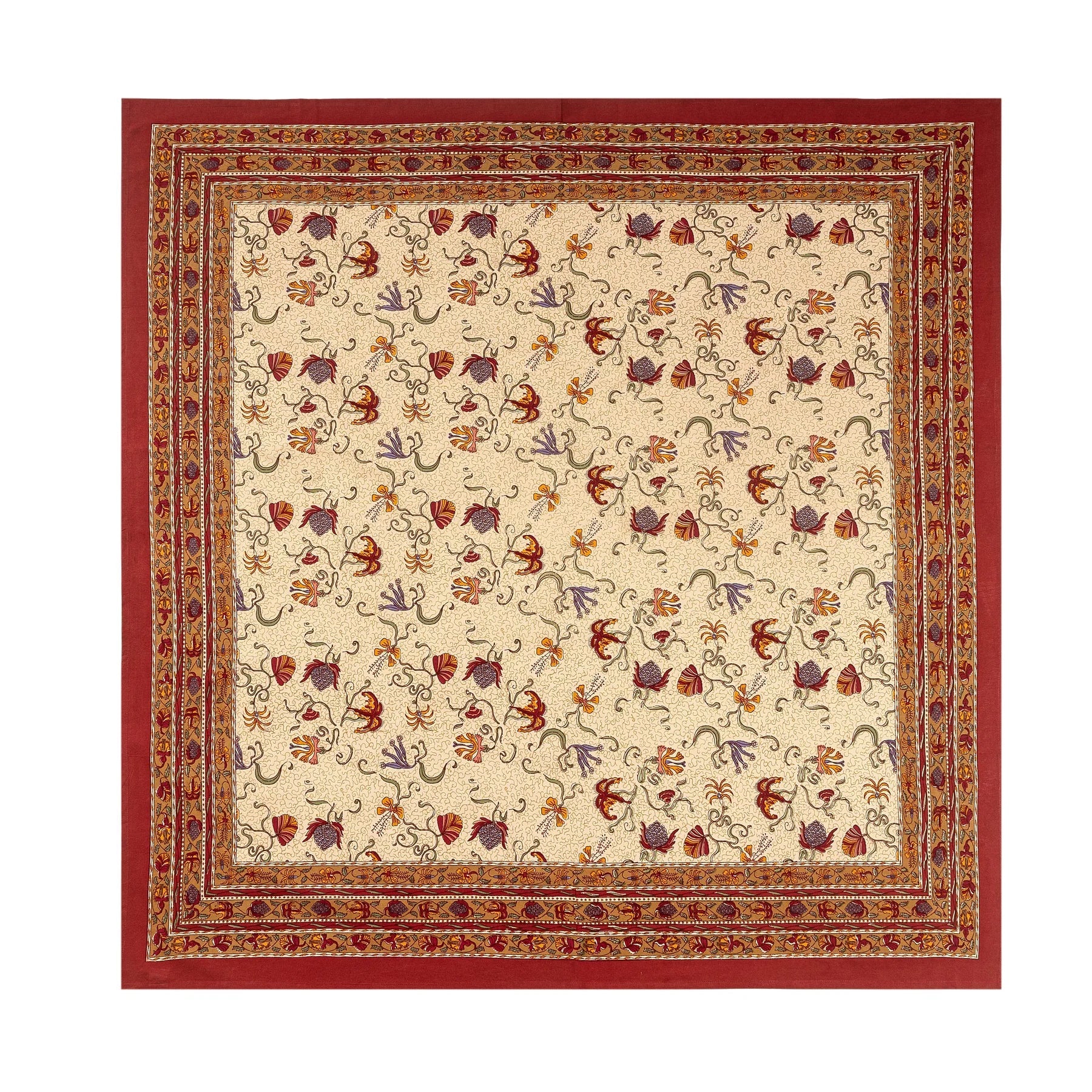  Couleur Nature Fleurs des Indes Tablecloth - Red/White - Bonton