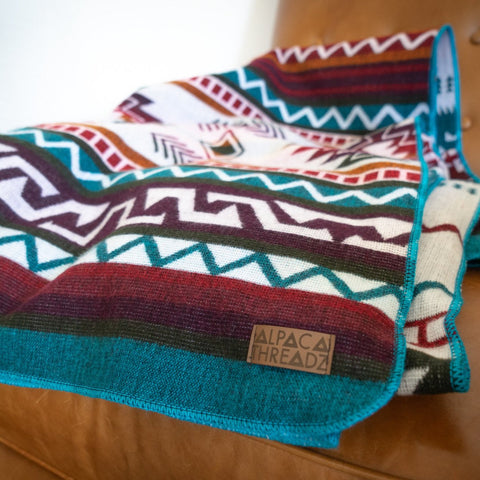 Andean Alpaca Wool Blanket - Turquoise by Alpaca Threadz