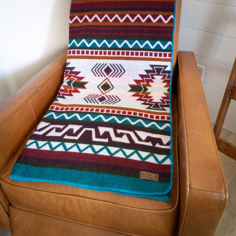 Andean Alpaca Wool Blanket - Turquoise by Alpaca Threadz