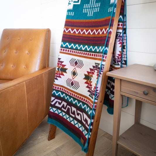 Andean Alpaca Wool Blanket - Turquoise by Alpaca Threadz