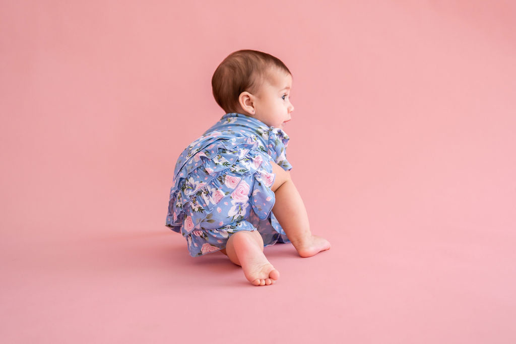  Laree + Co. Lillian Floral Bamboo Ruffle Bummies - 0_3M - Bonton