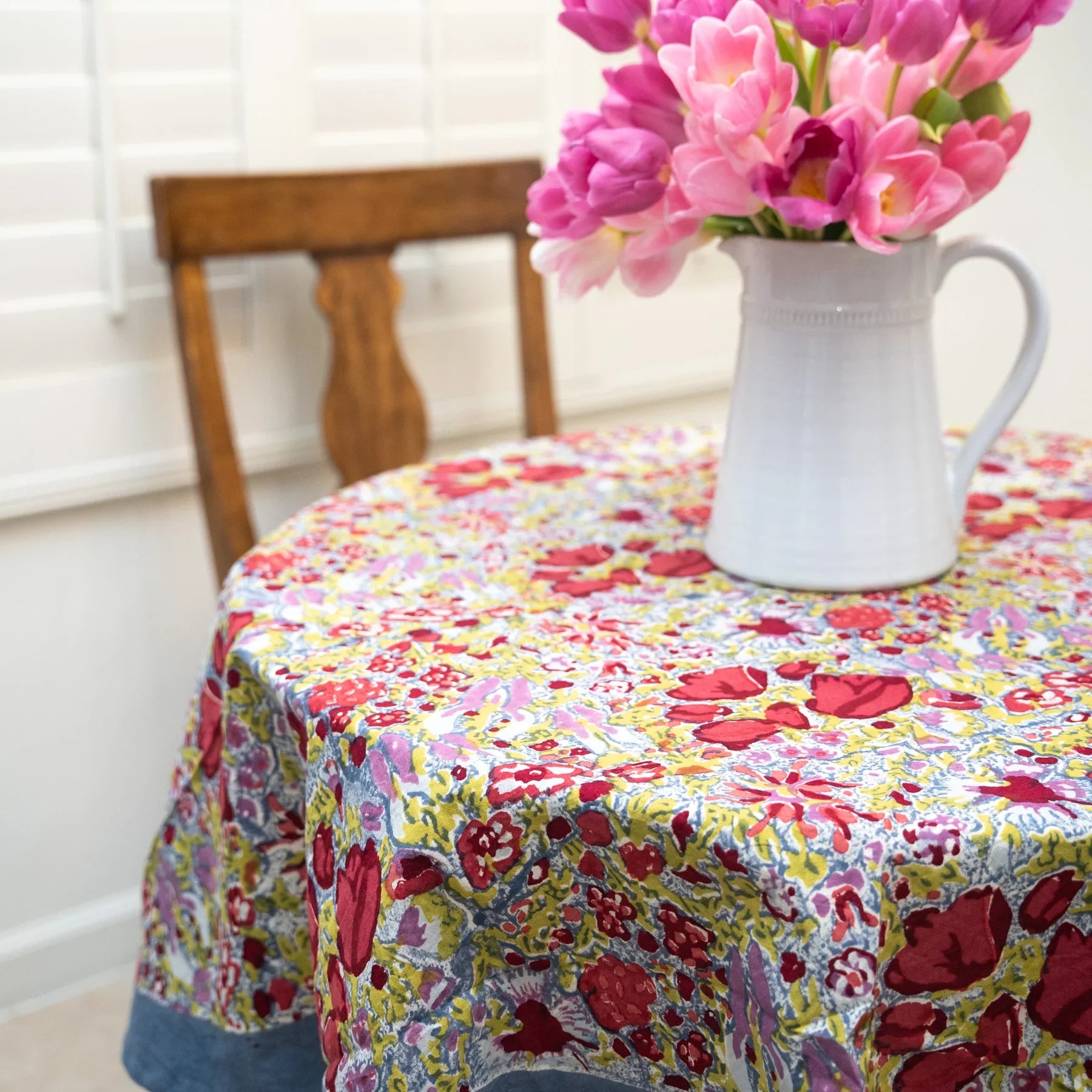  Couleur Nature Jardin Red/Grey Tablecloth - Red/Grey - Bonton