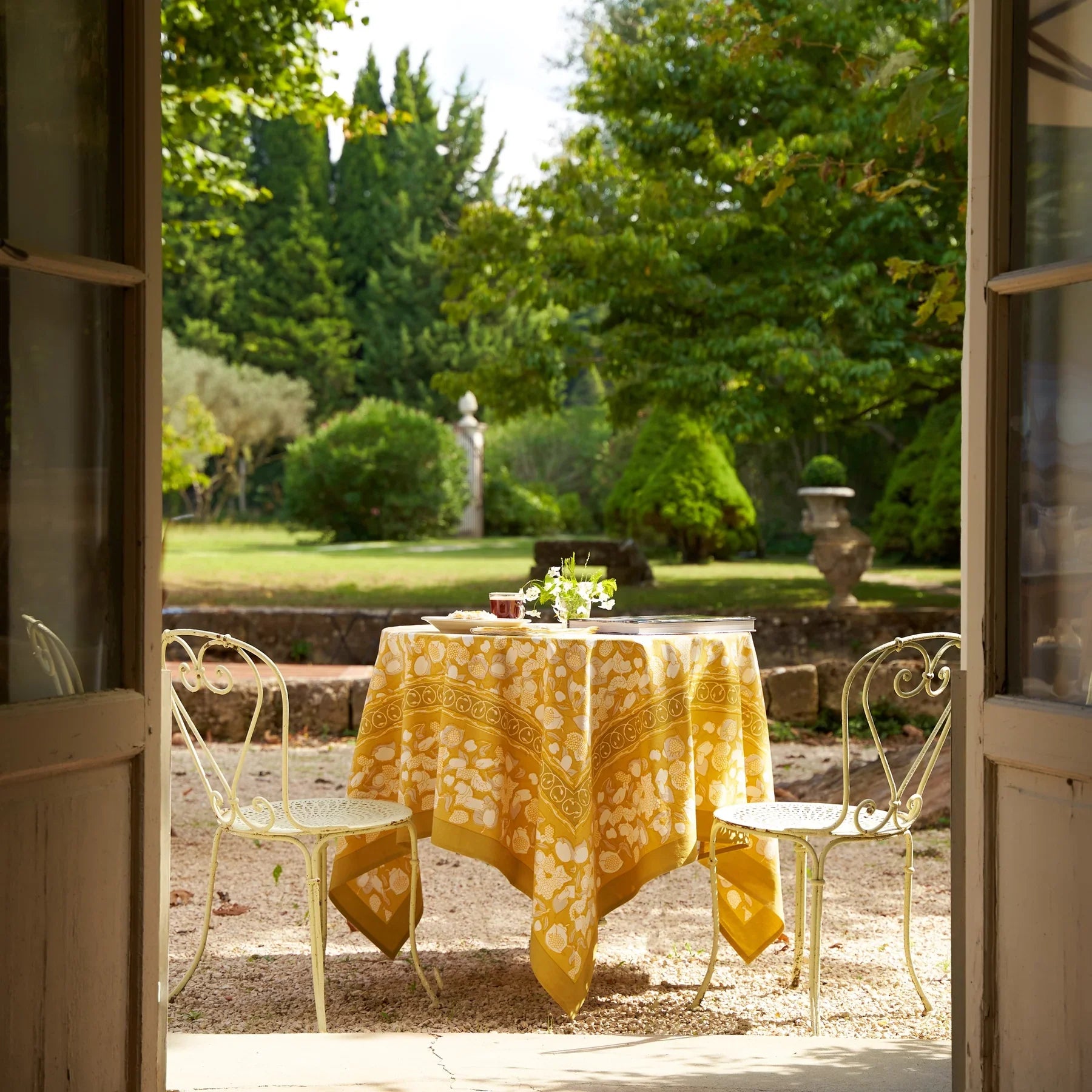  Couleur Nature Forest Harvest Grey & Mustard Tablecloth - Grey/Mustard - Bonton