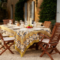 Forest Harvest Mustard & Blue Tablecloth