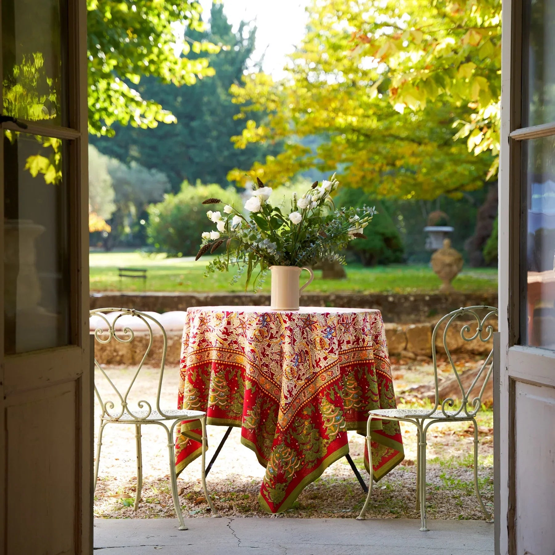  Couleur Nature Noel Red/Green Tablecloth - Red/Green - Bonton