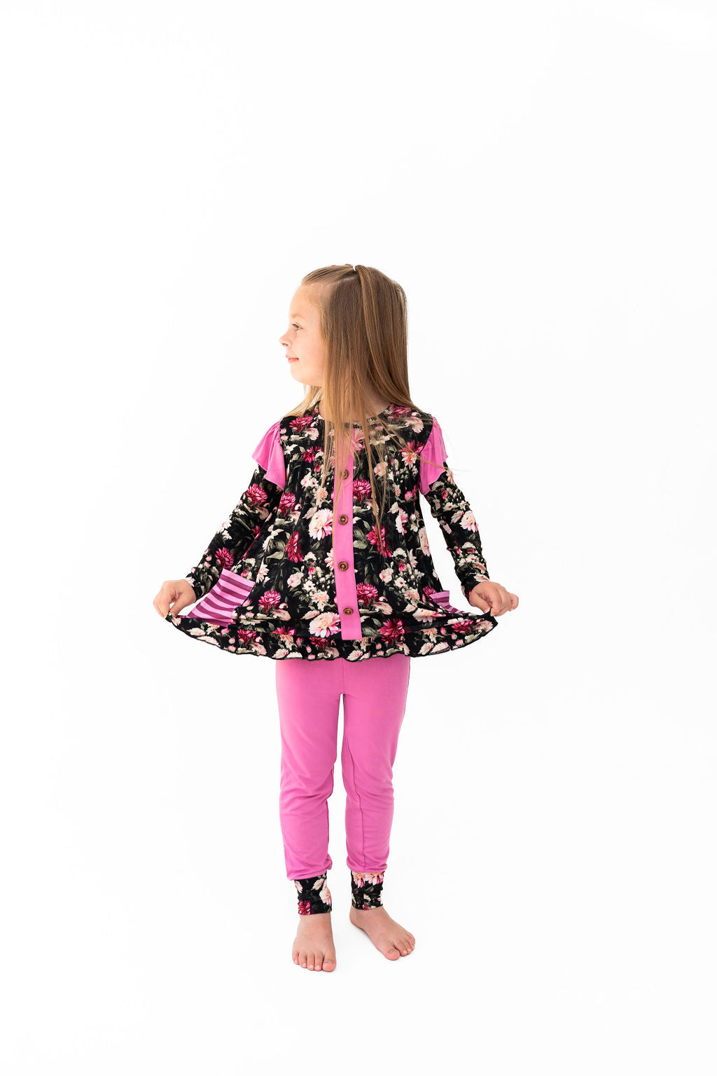  Laree + Co. Fallon Bamboo Long Sleeve Peplum + Legging Set - 0_3M - Bonton