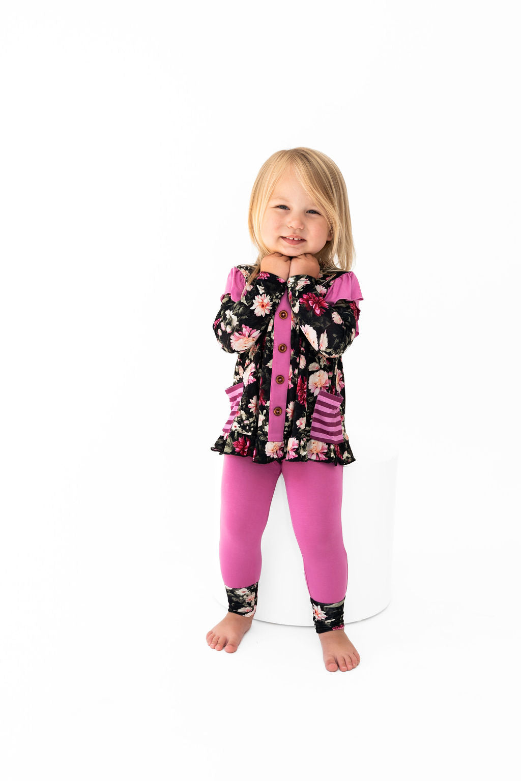  Laree + Co. Fallon Bamboo Long Sleeve Peplum + Legging Set - 0_3M - Bonton