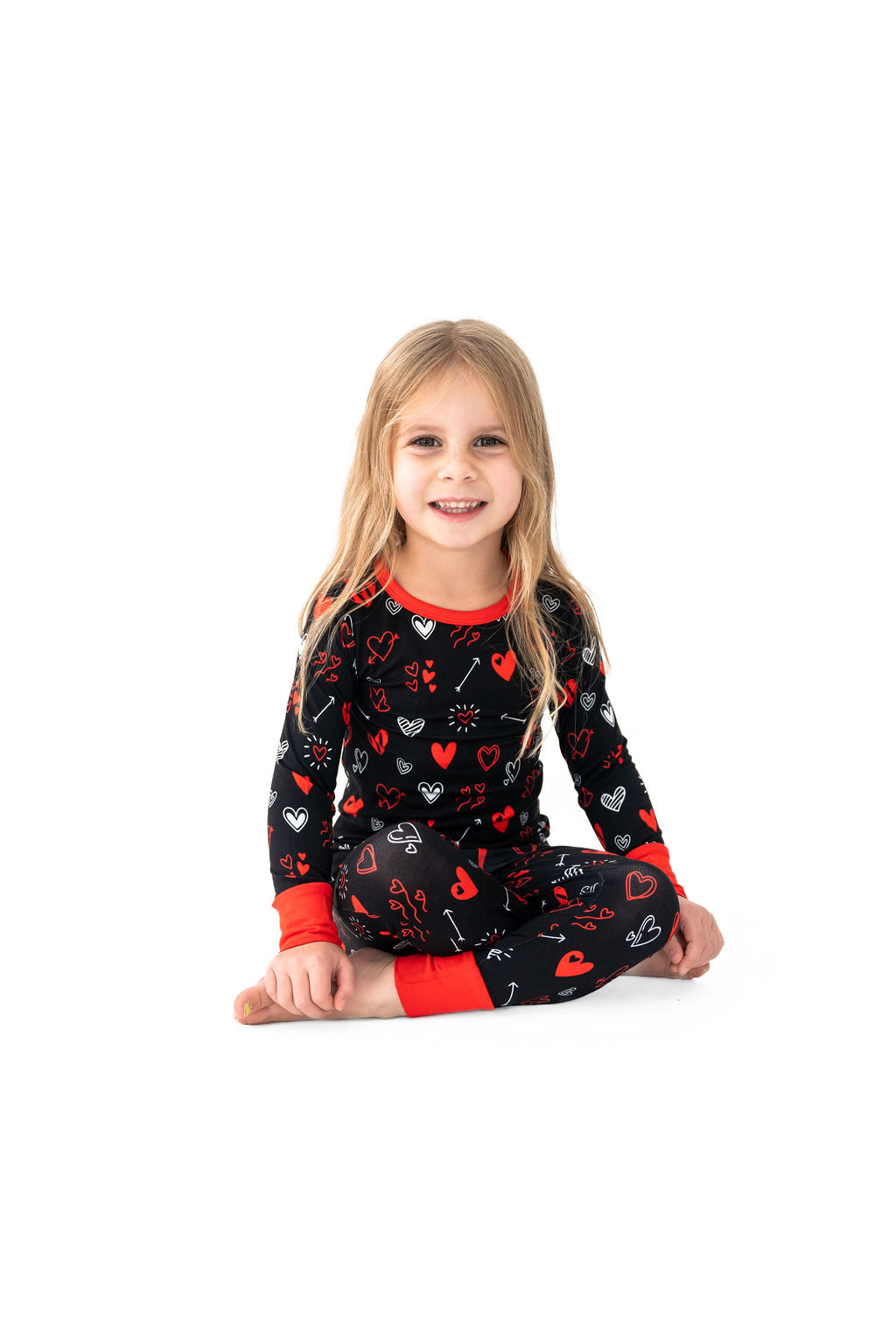  Laree + Co. Heart Doodles Red Bamboo 2-Piece Long Sleeve Set - 2T - Bonton