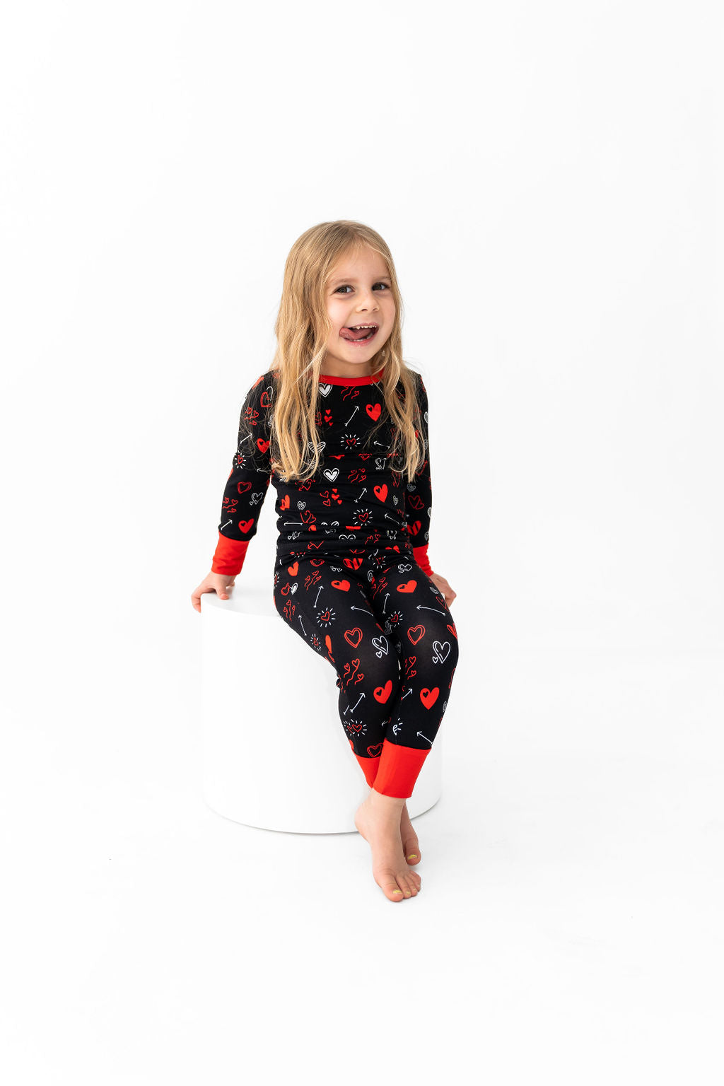  Laree + Co. Heart Doodles Red Bamboo 2-Piece Long Sleeve Set - 2T - Bonton