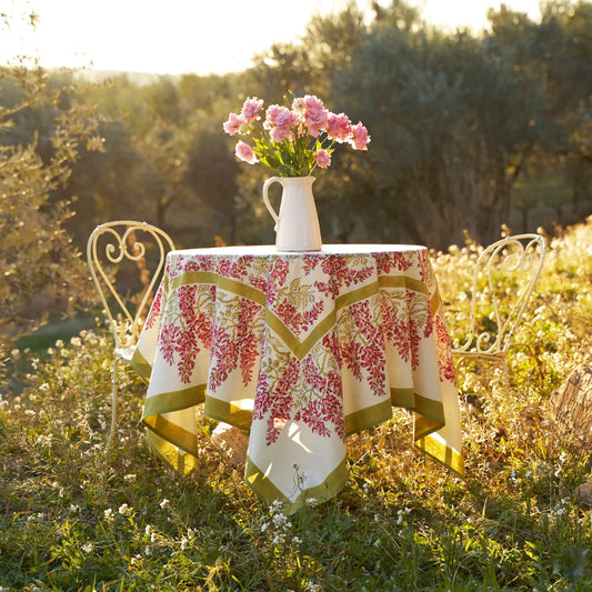 Wisteria Green/Pink Tablecloth